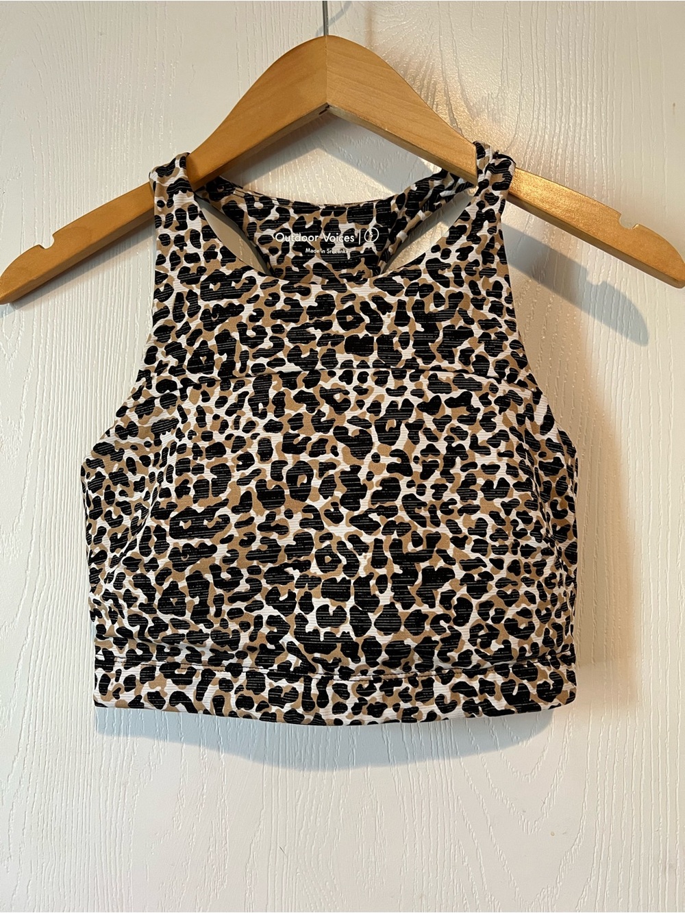 Outdoor Voices Leopard Print Move Free Crop Top Sports Bra Women  Sz.S